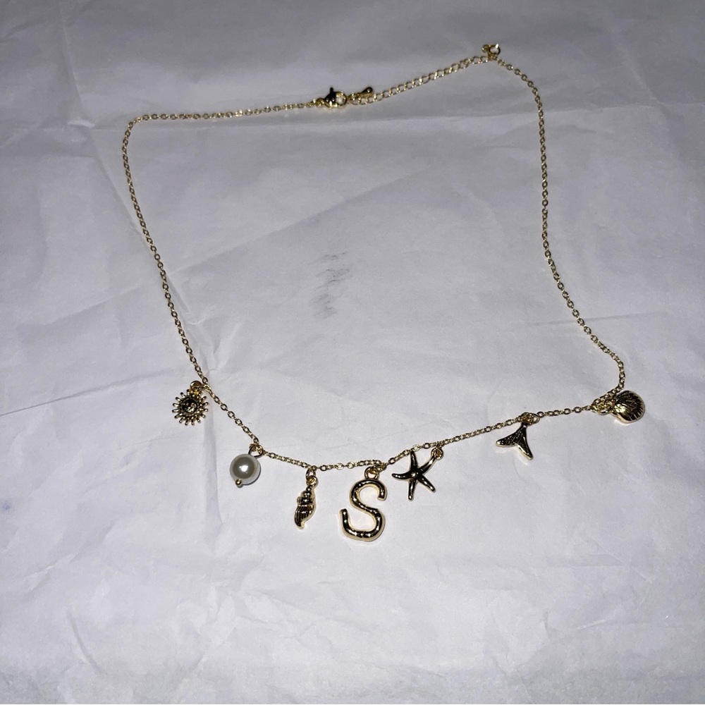 Gold ‘ S’ Charm Necklace with Sea Motifs - Picture 9 of 9